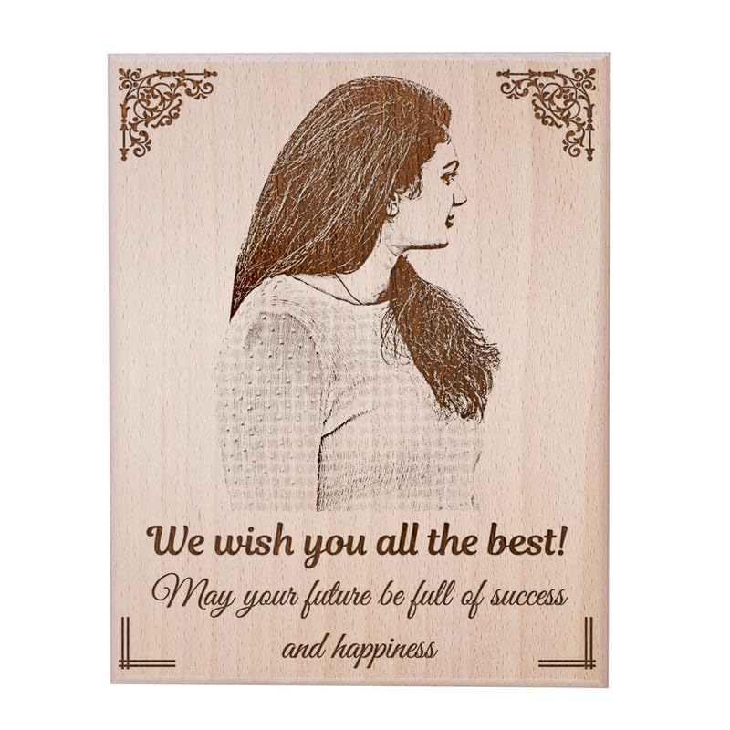 GFTBX Farewell Gift For Colleagues Or Boss - Personalized Engraved Rectangular Wooden Photo Frame With Photo Customized Gifts For Office Colleague (5X4 Inches, Wood), Tabletop