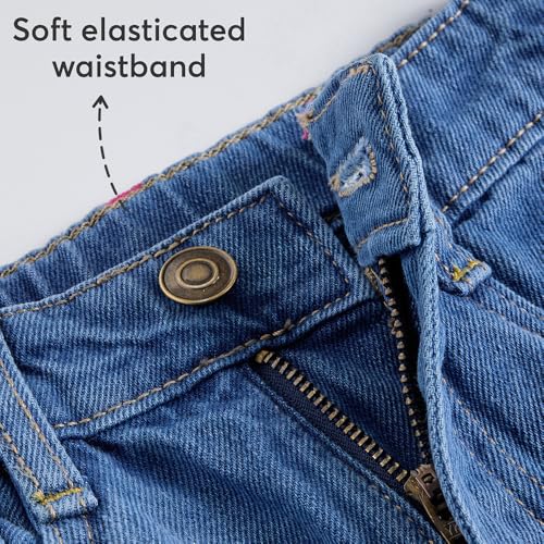 Hopscotch Girls Wide Leg Cotton Jeans in Blue Color for Age (3-4 Years)