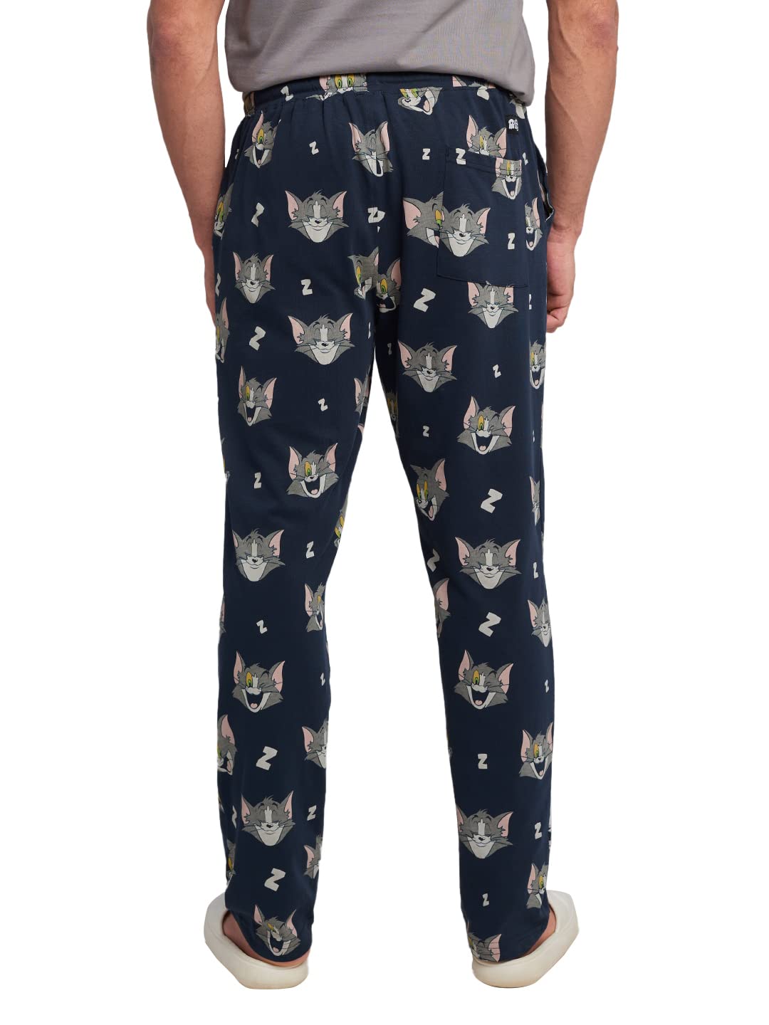 The Souled Store Men Official Tom and Jerry: Don't Wake Me Up Navy Blue Printed Pajamas