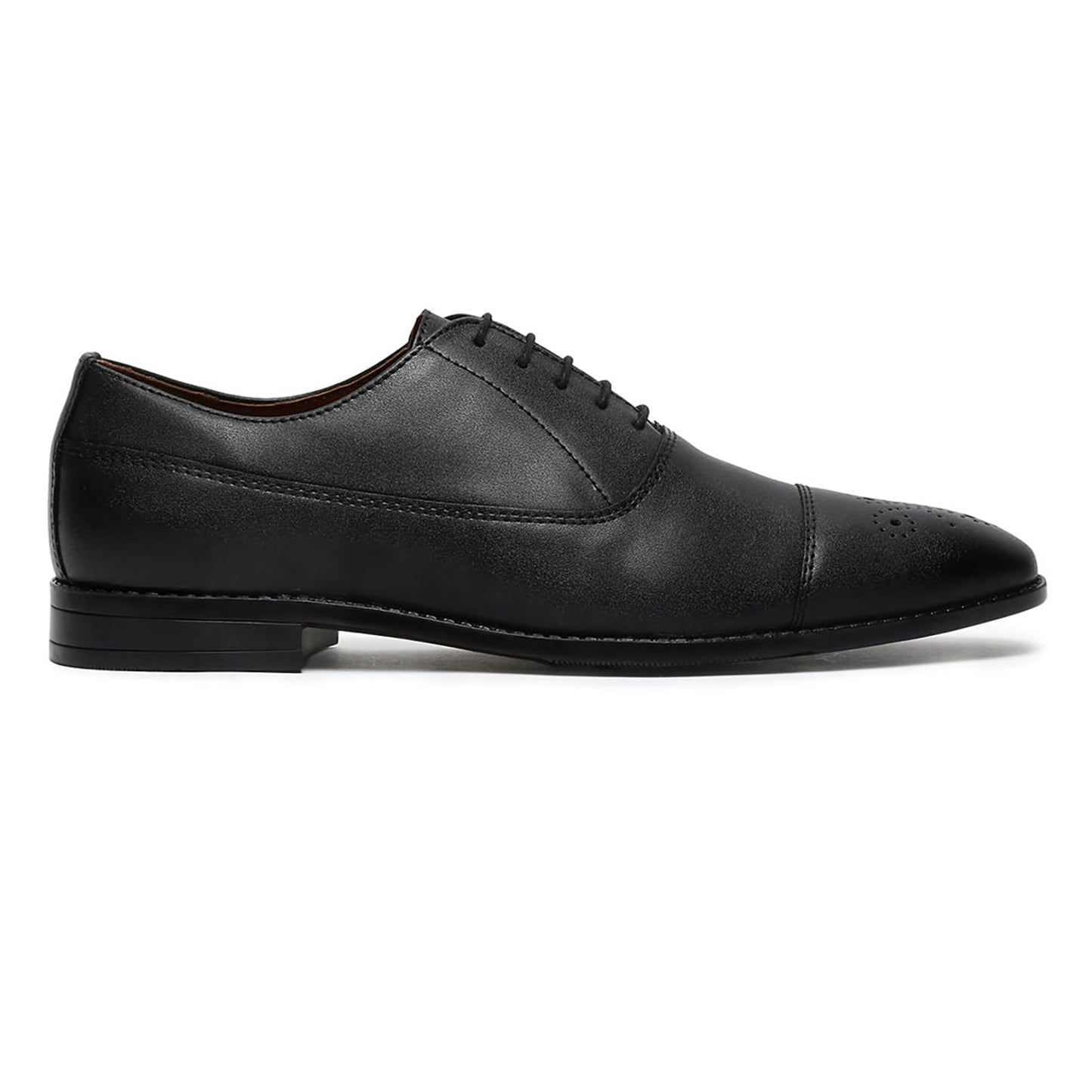 LOUIS STITCH Derby Formal Shoes for Men | Lace-Up Cap Toe | Ideal for Business, Casual, Parties | Solid Design in Obsidian Black | UK Size 9 -RGCT