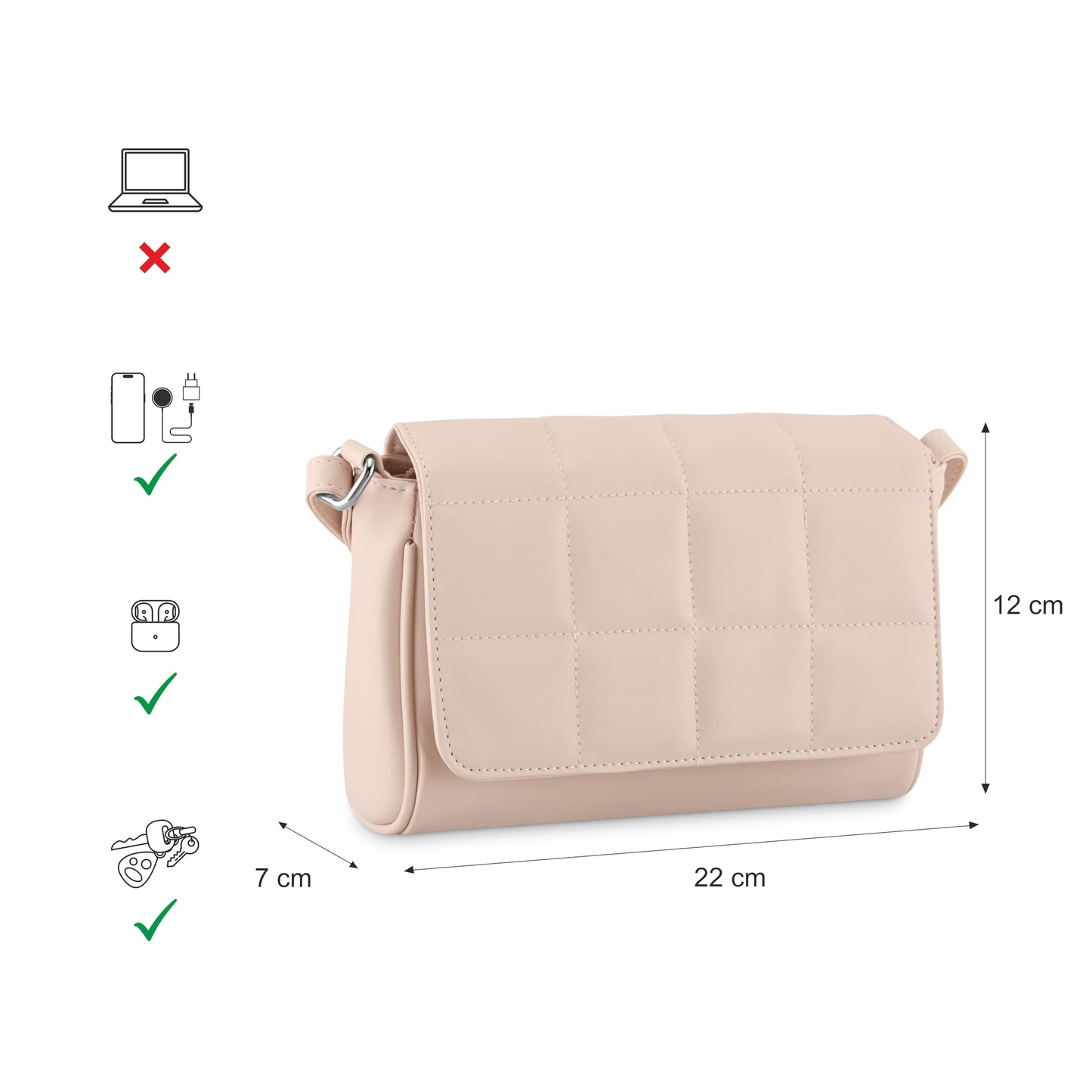 Fastrack PU Quilted Sling Bag for Women, Girls and Ladies | Ladies Purse Handbag | Slings for Casual Carry