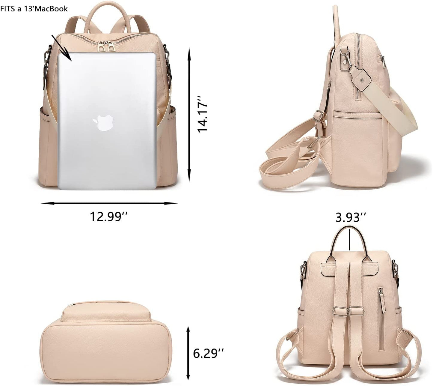 MomsyStore Leatherette Backpacks For Girls and Women For Daily Travel And Offices (CreamL)