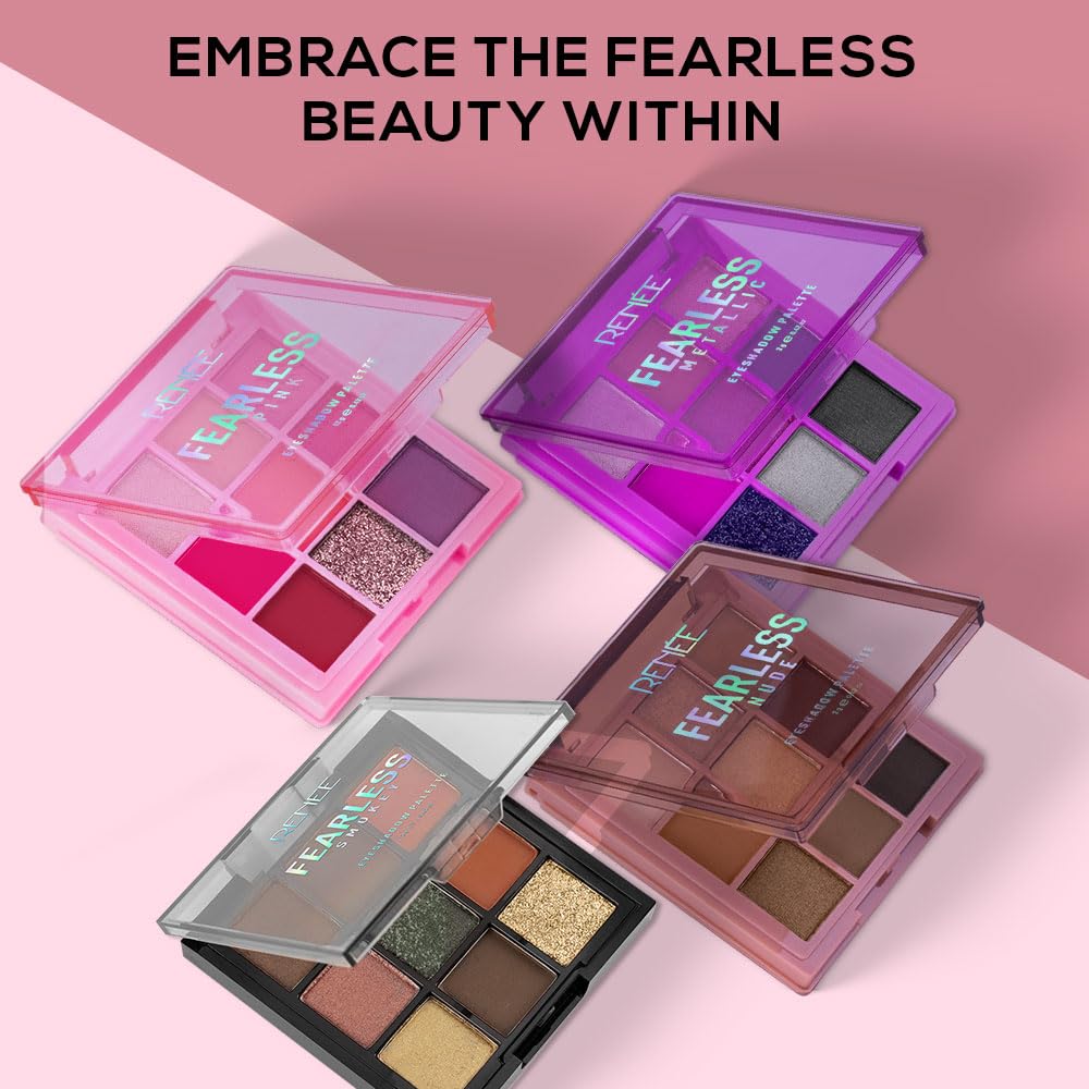 RENEE Fearless Eyeshadow Palettes - Smokey, Highly Pigmented, Shimmery & Matte Vibrant Shades, Silky Texture, Long Lasting, Non-Creasing, Easy-To-Blend & Build Up for Eye-Catching Glamorous Look 12 Gm
