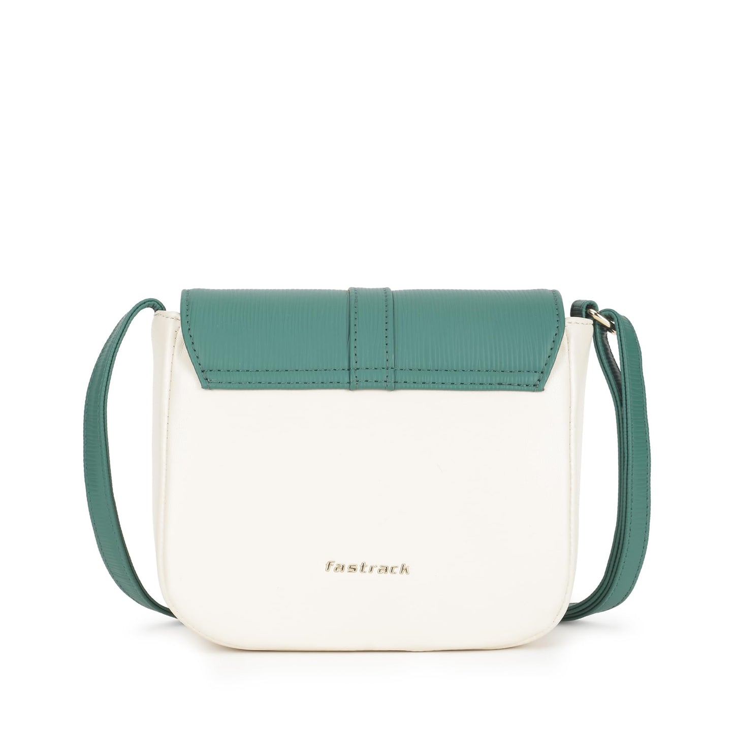 Fastrack RufflePlay green Sling | Faux-Leather Women’s Handbag | Textured Flap Sling with Button Closure & Adjustable Strap