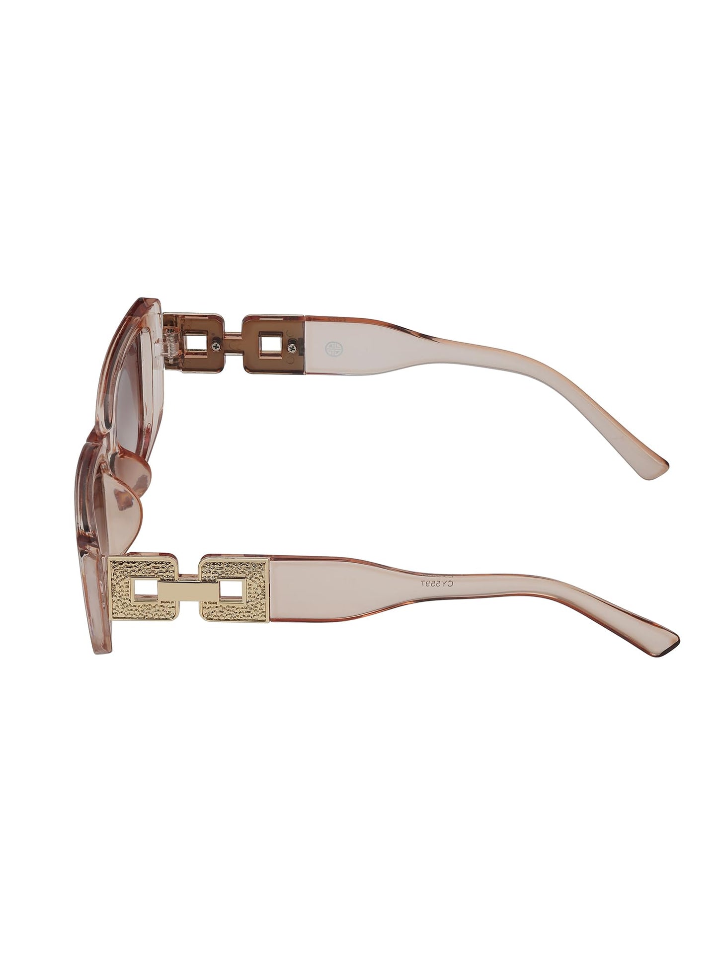 Carlton London Woman Peach & Gold Toned UV Protected Brown Lens Cateye Sunglasses