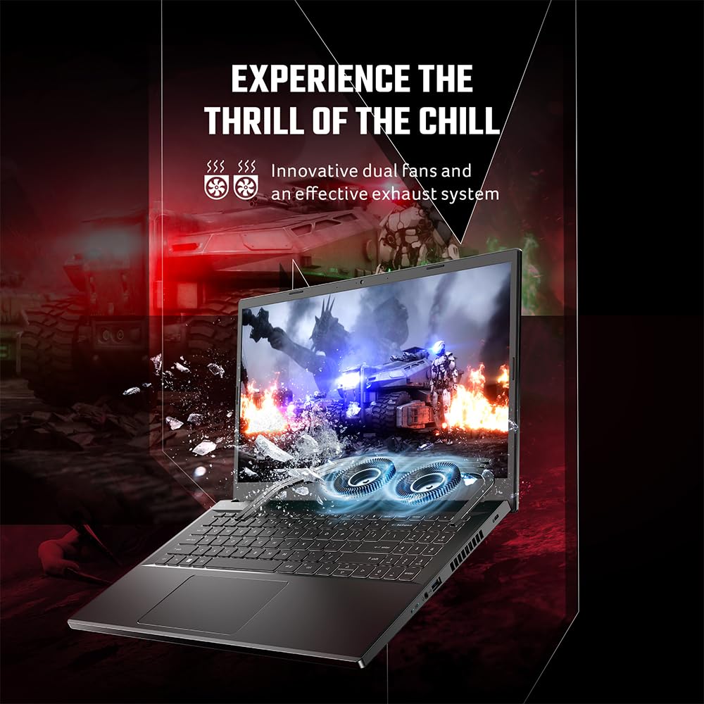 Acer Nitro V15, Intel Core i7-13th Gen 13620H Processor, NVIDIA GeForce RTX 4050-6GB GDDR6(16GB DDR5, 1TB) IPS FHD, 15.6"/39.6cm, 165Hz, Win 11 Home, Obsidian Black, 2.1KG, ANV15-51, Gaming Laptop