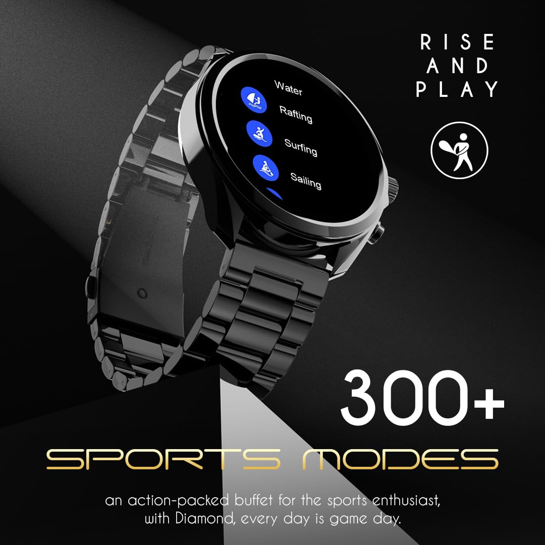 Fire-Boltt Diamond Luxury Stainless Steel Smart Watch with 1.43” AMOLED Screen, 466 * 466 px Resolution, 750 NITS Brightness, Bluetooth Calling, 300 Sports Mode, IP67 Rating