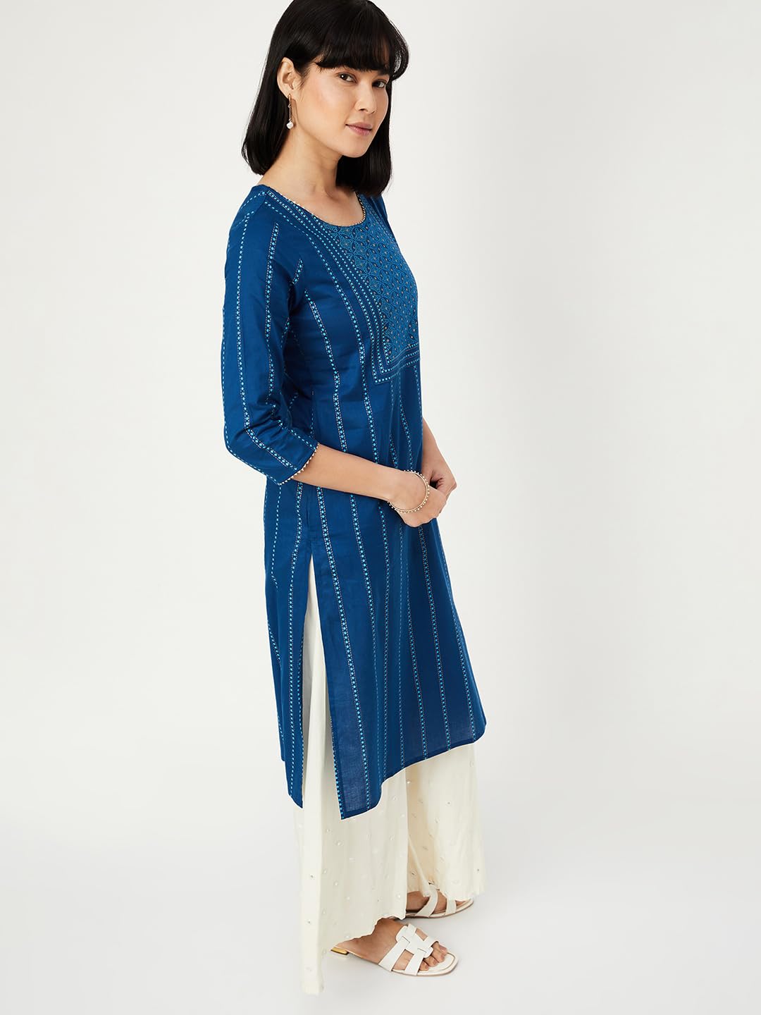 Max Women Cotton Regular Fit Kurta (PCPKFE24NABLUE_Blue, 2XL)