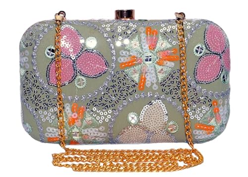 Amerie Fashions Women's & Girls Light Green Floral Box Clutches…