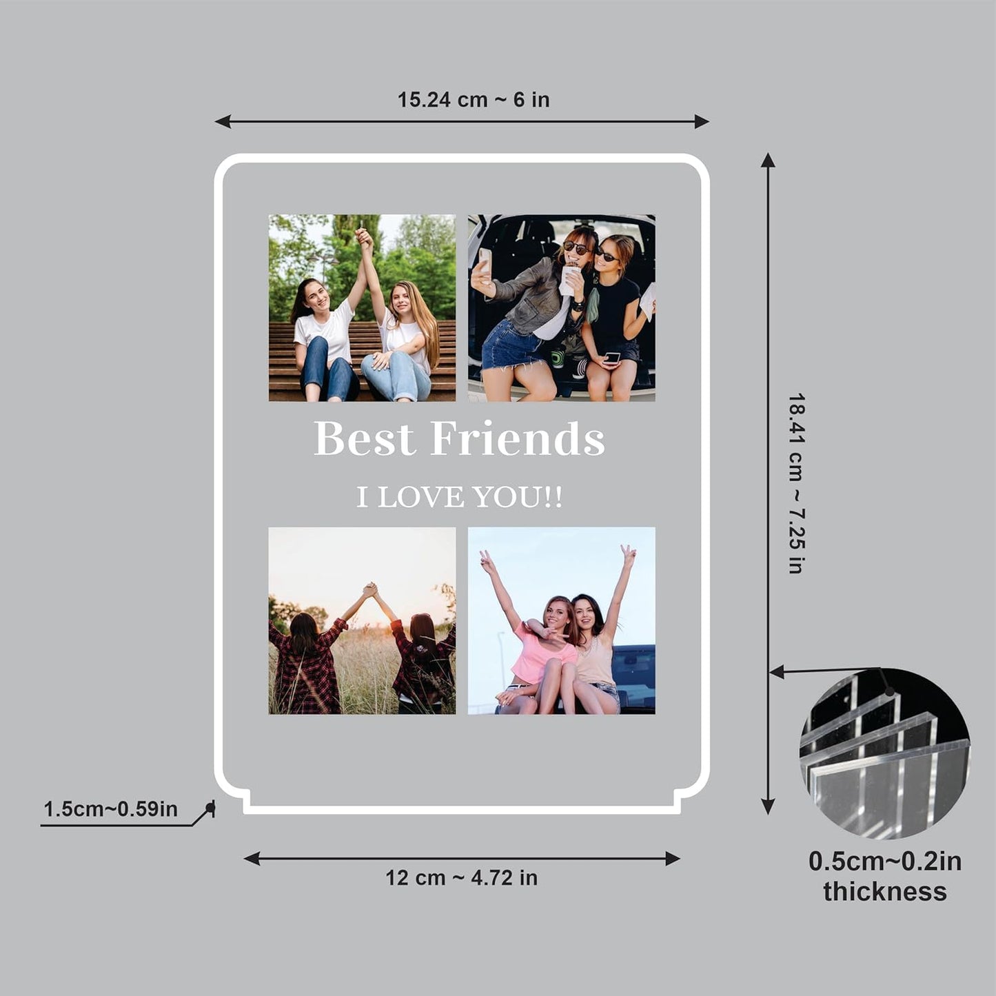 Giftplease Customized Photo & Message Gift for Loved Ones | Wooden Base LED Plaque | Personalized Frame | Perfect for Mom Dad Friends Family Couples Birthday Anniversary Wedding Valentine C_10