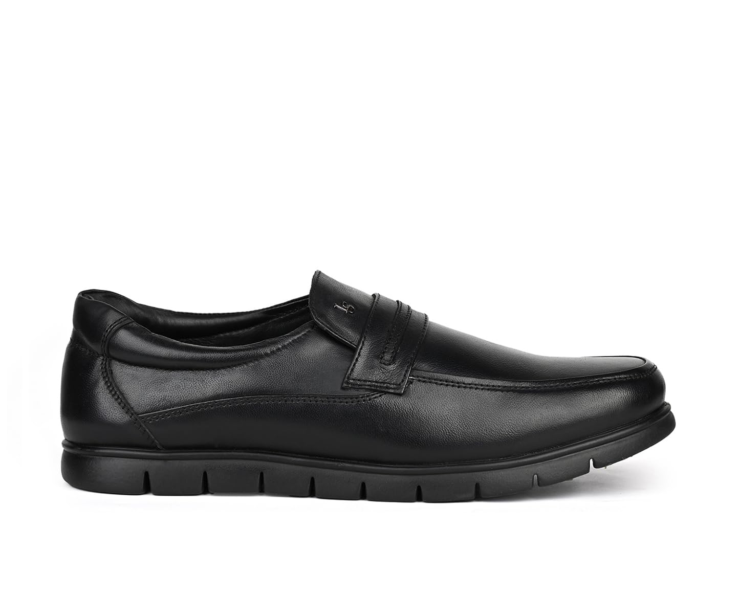 LOUIS STITCH Jet Black Leather Shoes for Men | Lightweight Men’s Formal Shoes | Comfortable Slip-On Moccasins | LSLXMCPL | UK-8