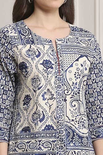 Biba Women Indigo Cotton Straight Kurta_46