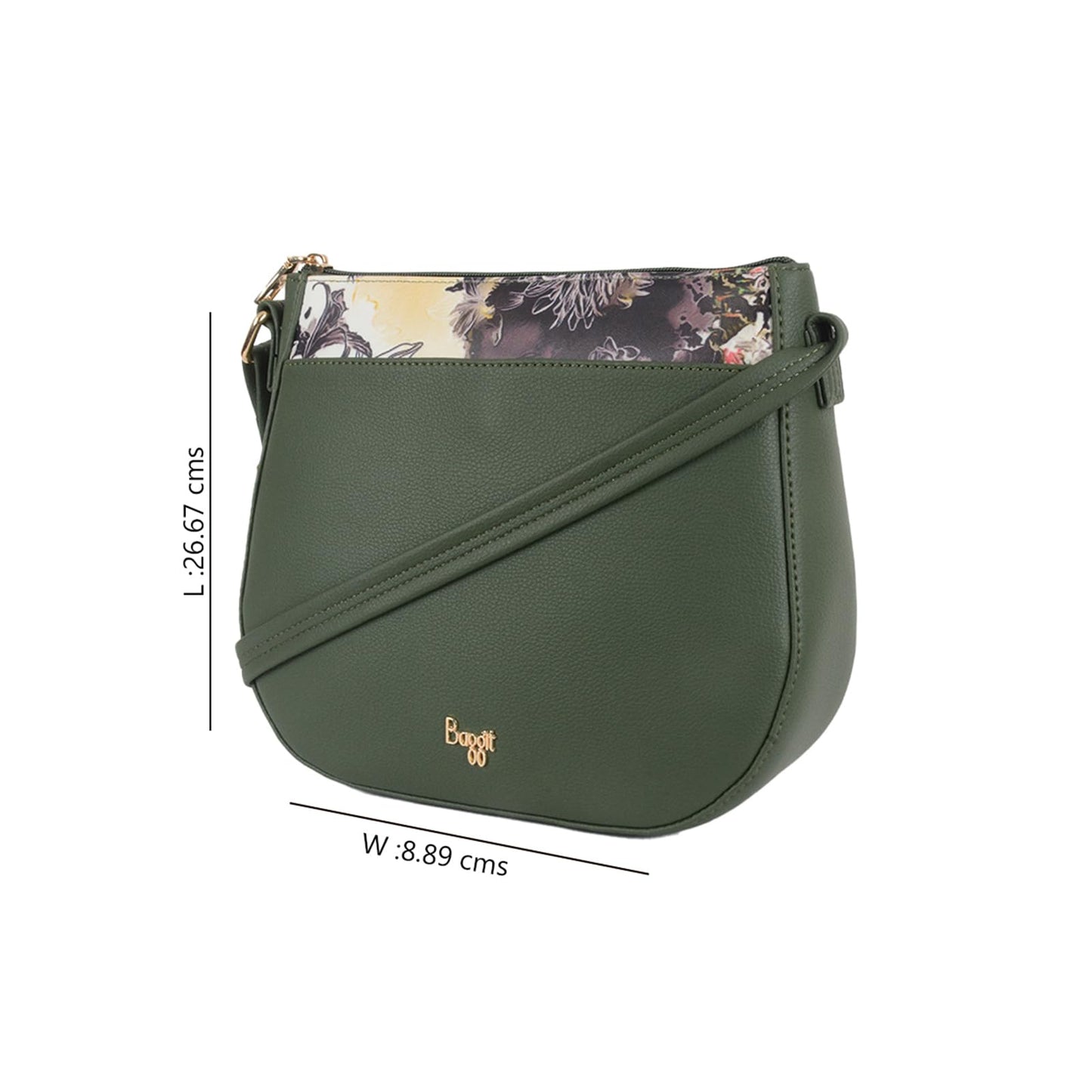 Baggit Women Green Small Size Sling Bag | Ladies Stylish Casual Cross Body Purse Handbag