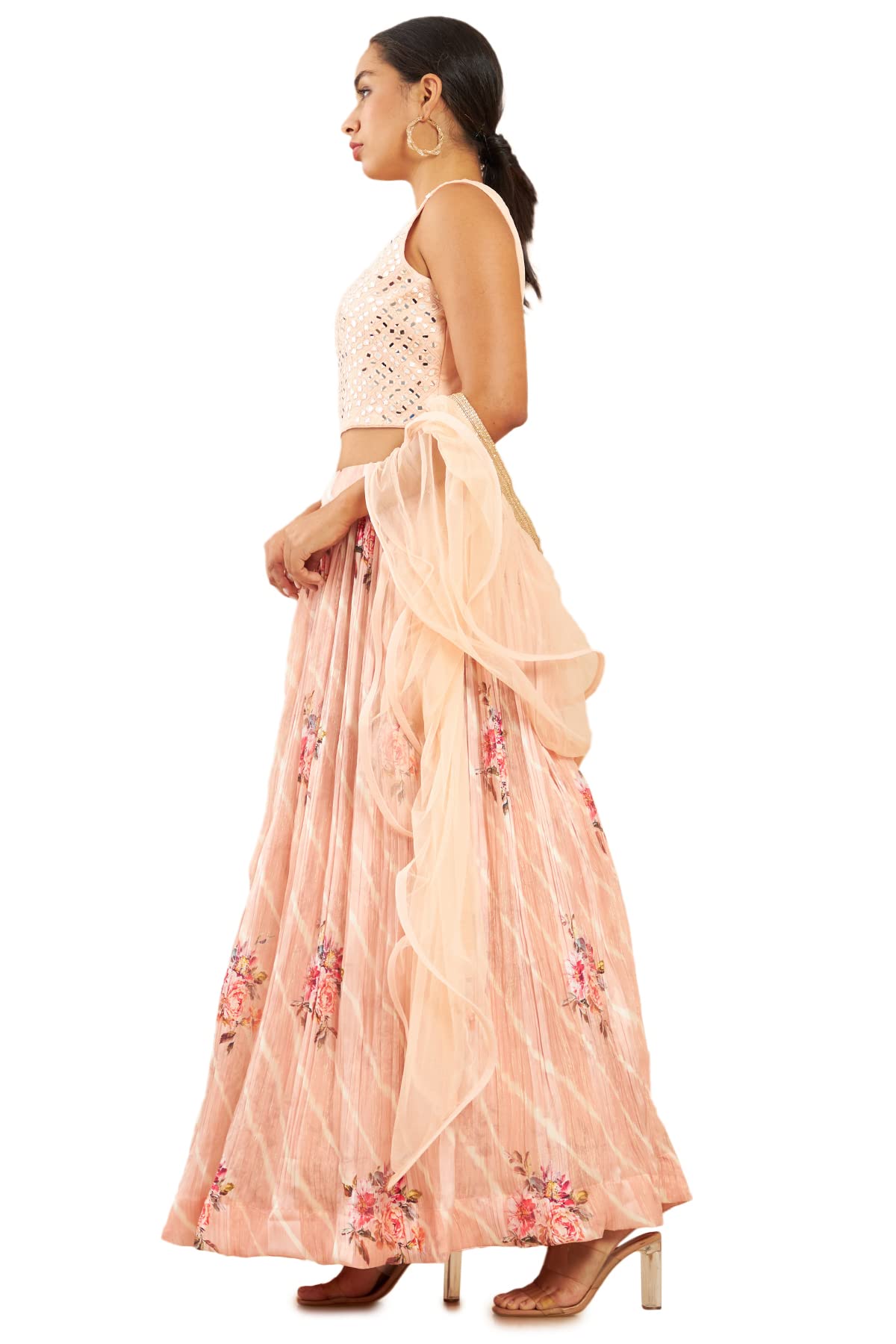 Soch Women Pink Geometric Ghagra Choli