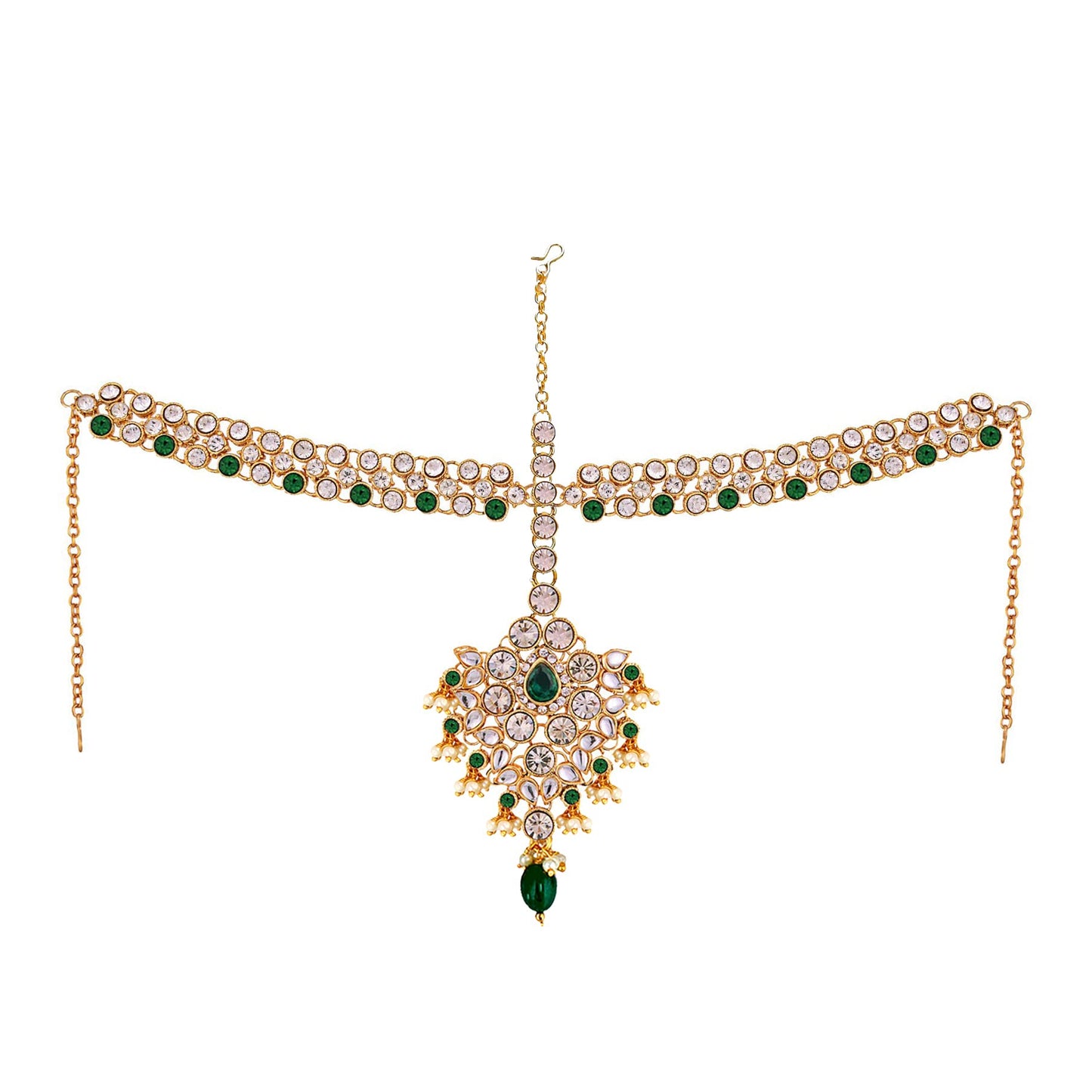 Lucky Jewellery Wedding Designer Green Color Gold Plated Dulhan Choker Bridal Set for Girls & Women (2475-L1ZS-KD124-G)