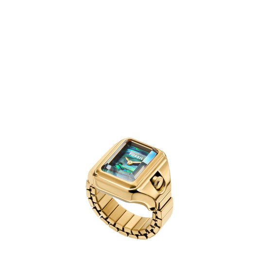 Fossil Analog Women Off-White Gold Raquel Watch Ring Quartz Stainless Steel Watch ES5411