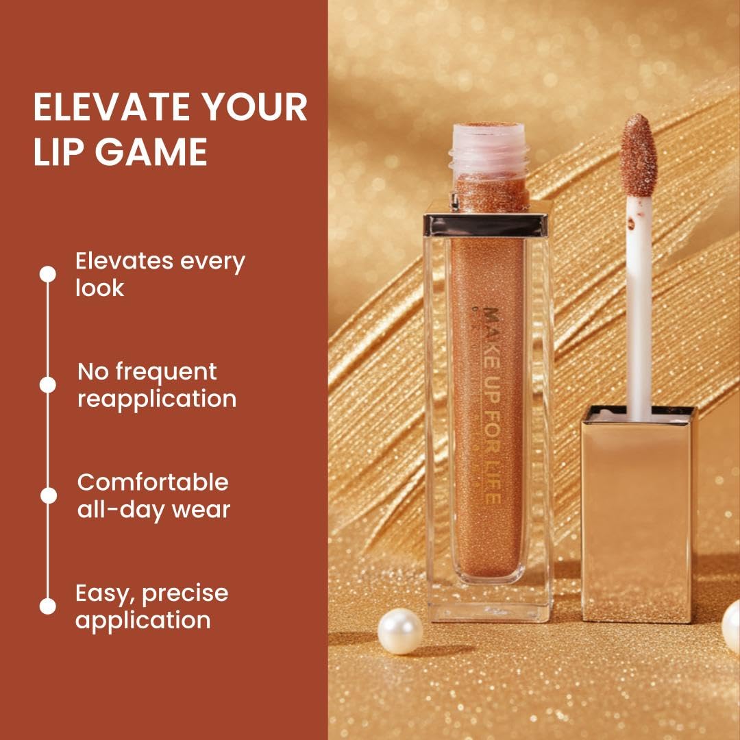 Make Up for Life Metallic Liquid Lipstick-01, Golden, 4.5ml