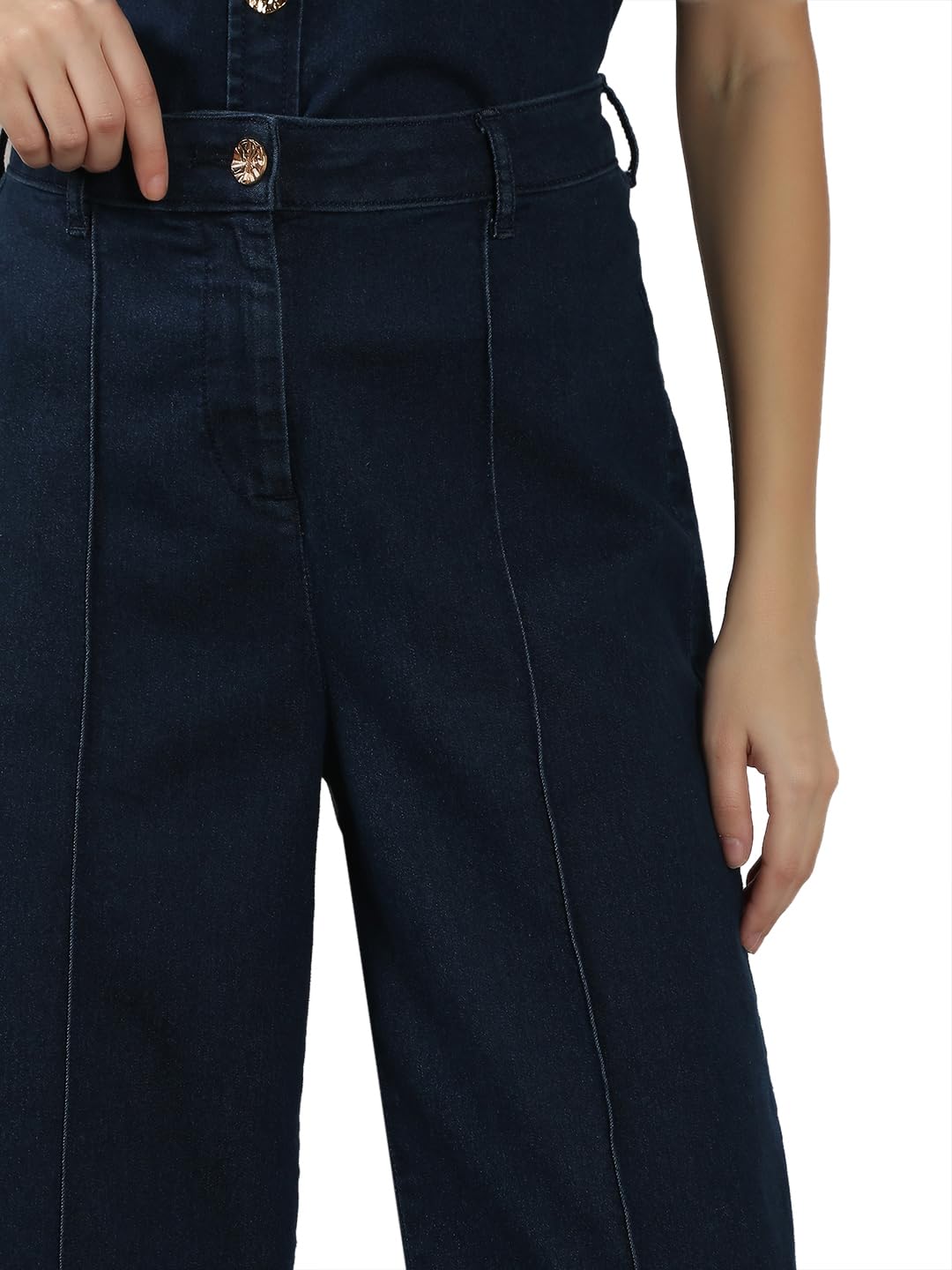 VERO MODA Women's Straight Fit High-Rise Blue Jeans