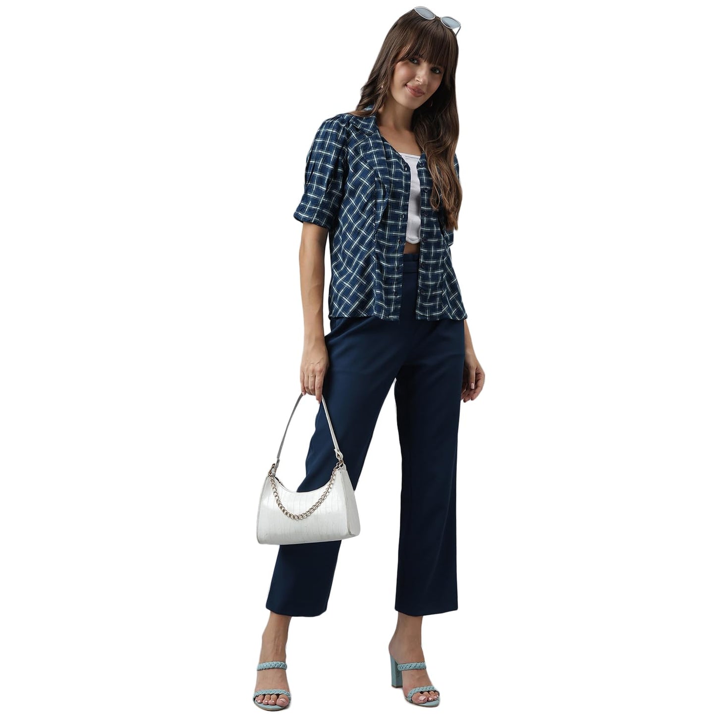 Latin Quarters Women Solid Casual Teal Pants_L