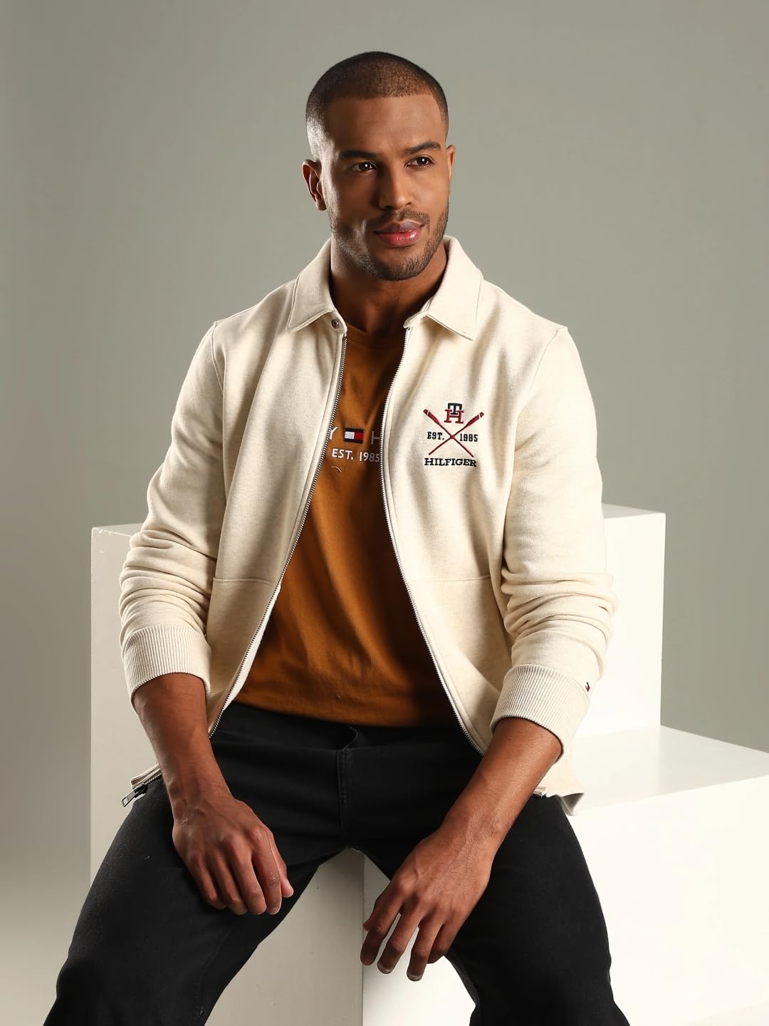 Embroidered Logo Regular Fit Cotton Jacket