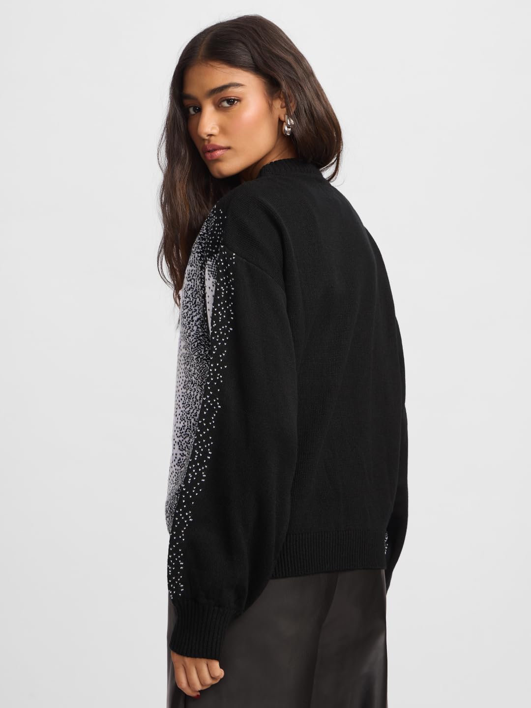 The Souled Store Knitted Sweater: Fallen Angel Women and Girls Oversized Sweater White