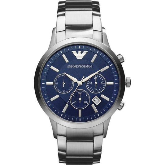 Emporio Armani Renato Analog Blue Dial Silver Band Stainless Steel Men's Watch-AR2448