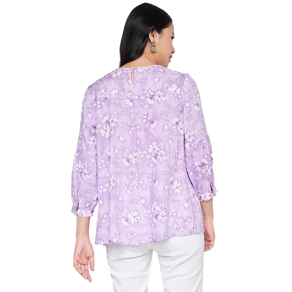 global desi Women's Regular T-Shirt (SS22GH116TPMD_Lilac XL)