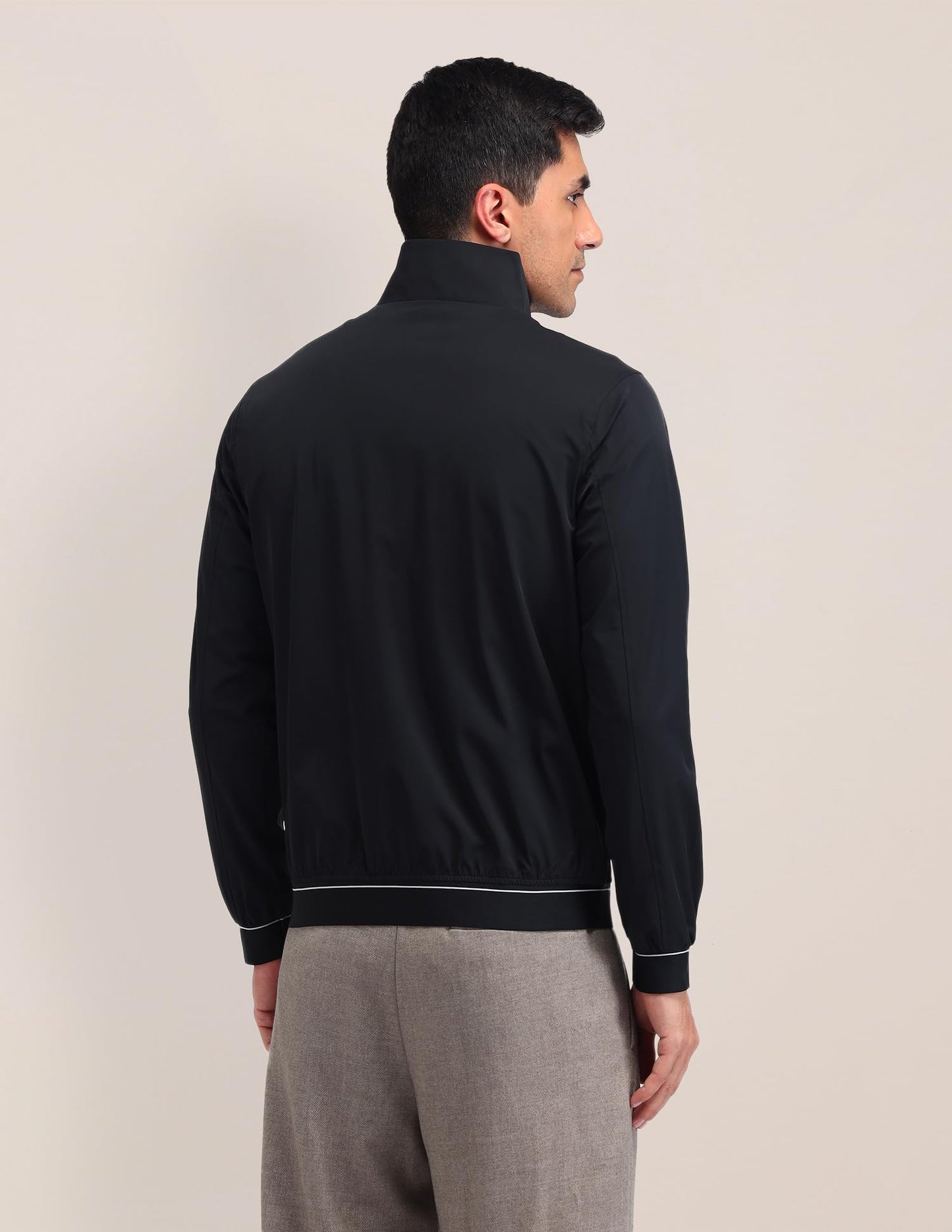 U.S. POLO ASSN. Men's Black Color-Block High neck Long Sleeve Casual Polyester Regular Fit Jacket (USJCK520_Black_3XL)