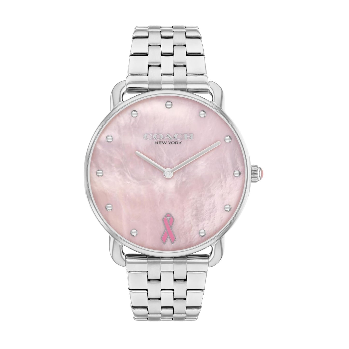 Coach Elliot Qtz Basic Pink Mother of Pearl Round Dial Women's Watch|Stainless Steel Material|Silver Color Band - 14504372