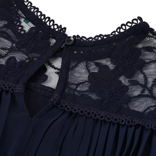 United Colors of Benetton Regular Fit Round Neck Lace Dress Blue