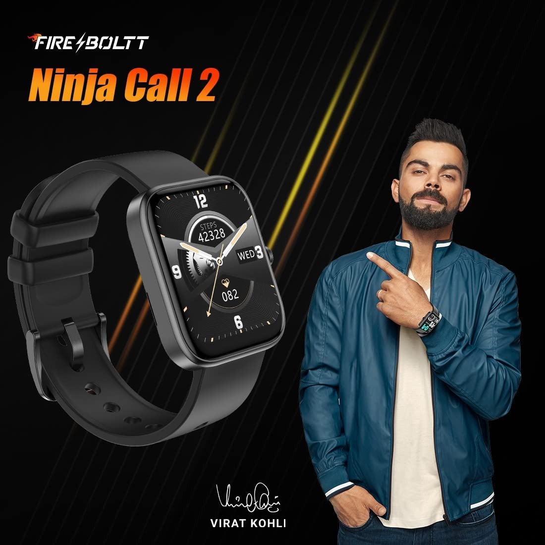 Fire-Boltt Ninja Call 2 Bluetooth Calling Smartwatch with 27 Sports Mode (Black) Free Size