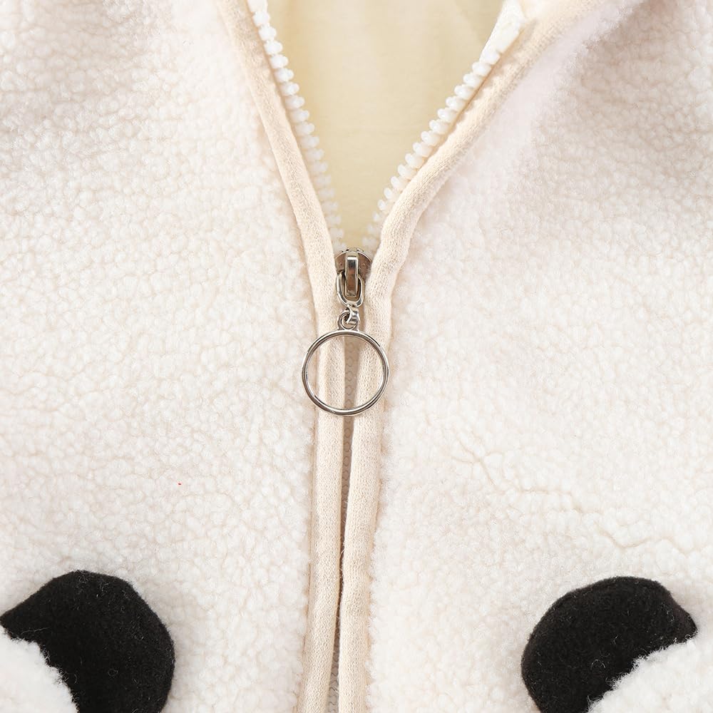 Hopscotch Boys Full Sleeves White 3D Panda Applique Hooded Jacket For Ages (12-18 Months)