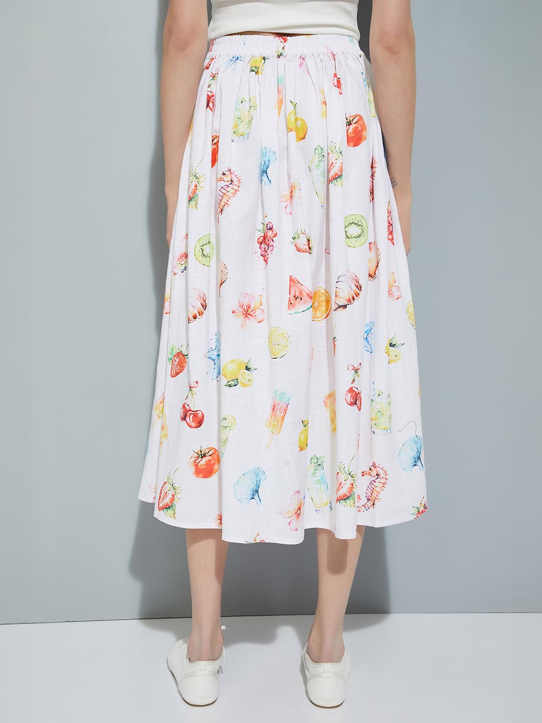 Max Cotton Blend Western Skirt Ivory