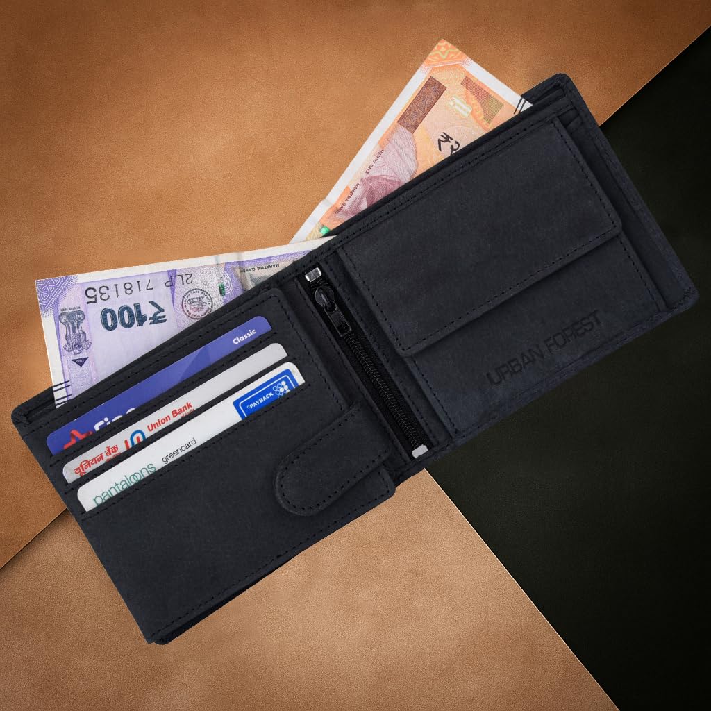 URBAN FOREST Zeus Vintage Black Leather Wallet for Men