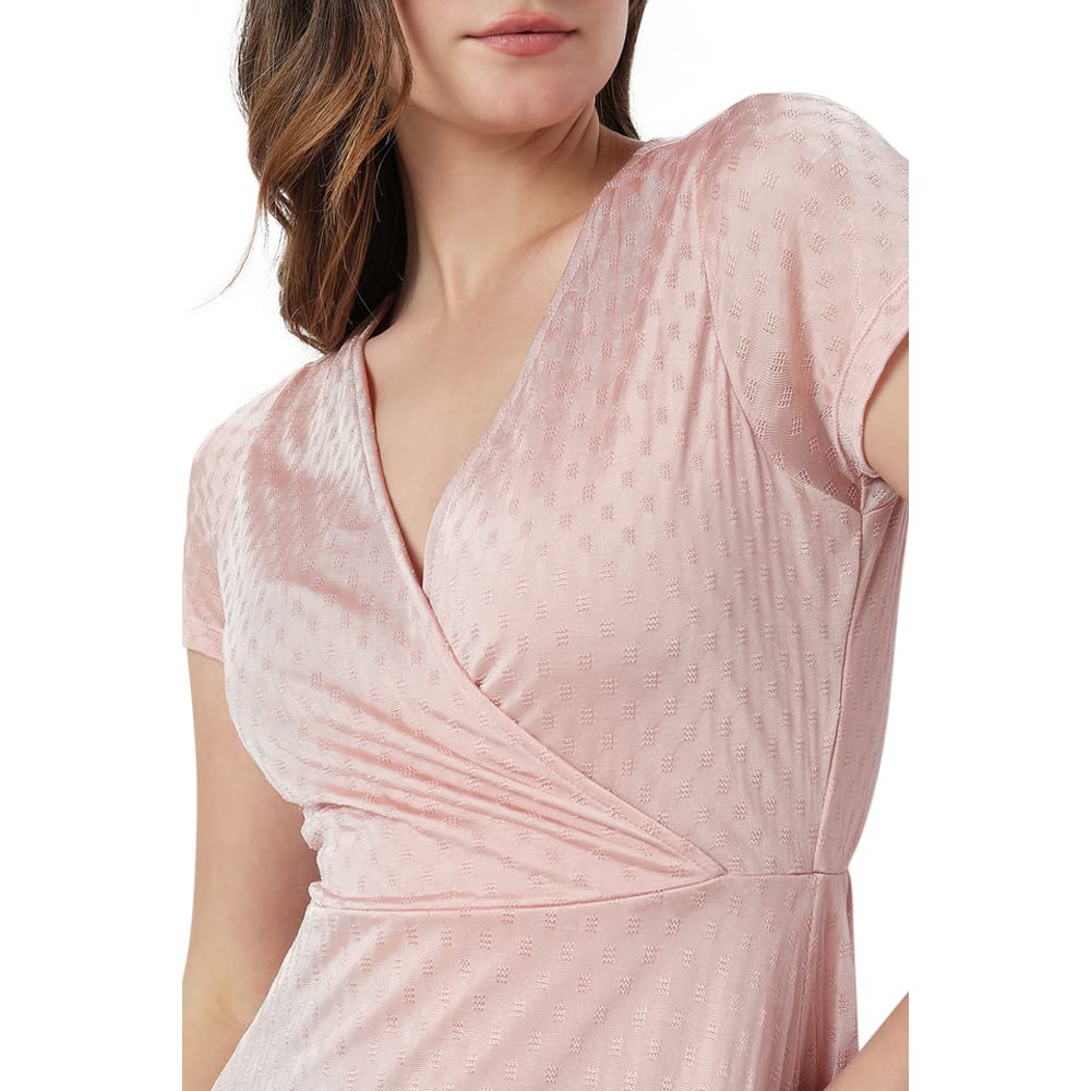 Vero Moda Women's Viscose A-Line Midi Dress (120559901-Misty Rose_Misty XS)