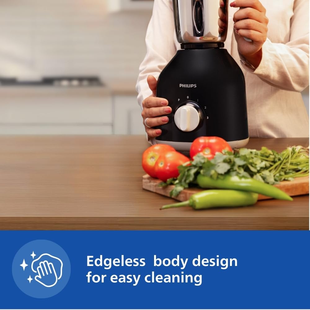 Philips HL7759/00 Mixer Grinder, 750W Turbo Motor, 4 Jars (Black), Quick cool ventilation for longer motor life