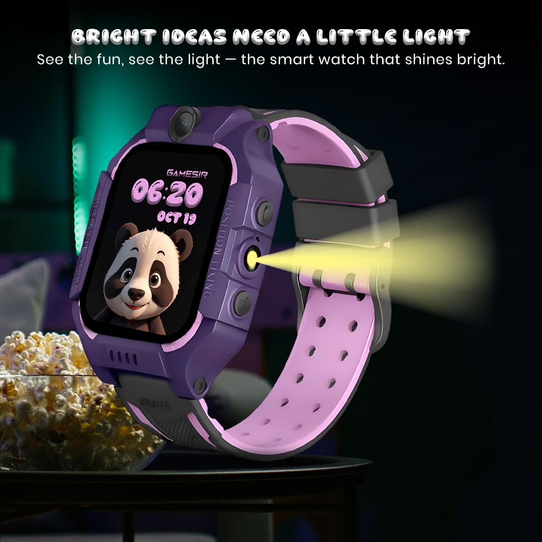 GameSir Q18 Kids Smart Watch, 2G/3G Connectivity, Voice Calling, GPS Tracker, Two-Way Calling, SOS Function, Camera & Water Rasistence, Smartwatch for Kids - Boys & Girls - (Purple)