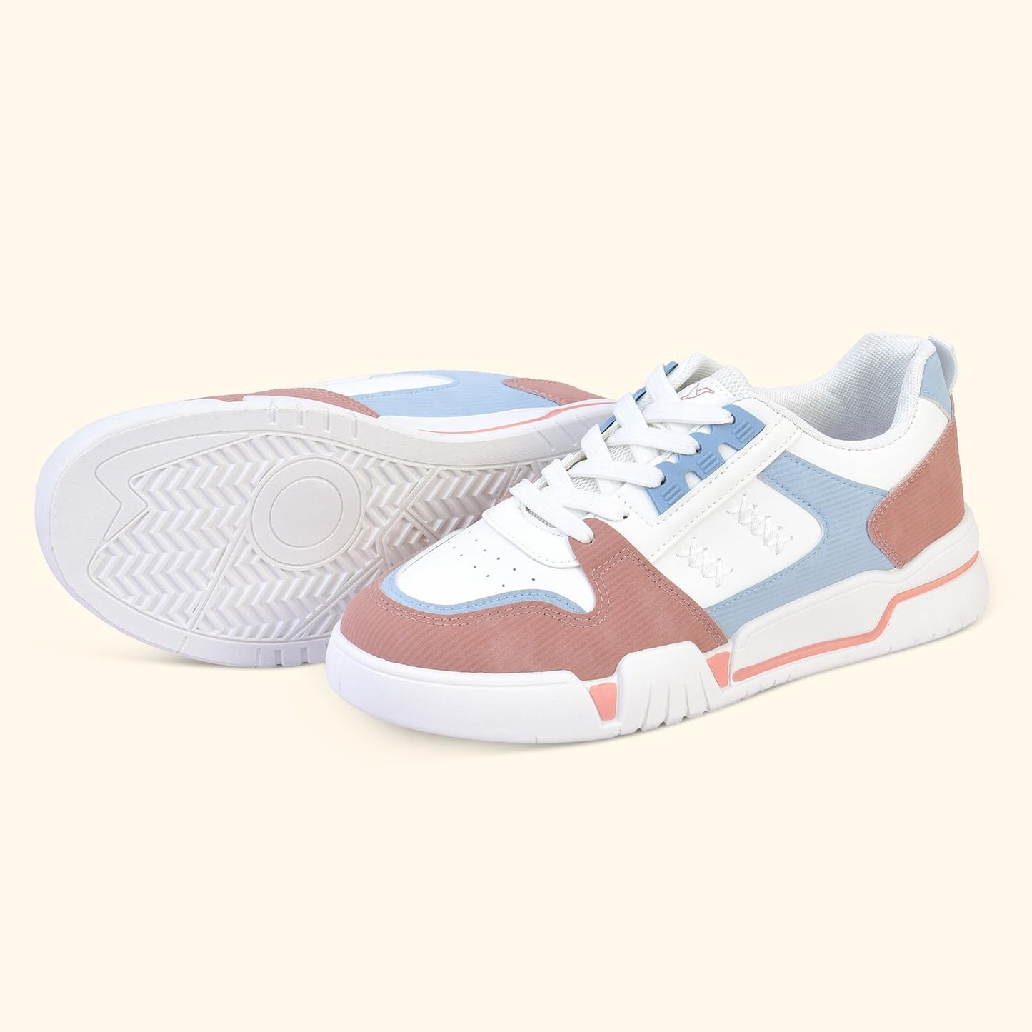 YOHO Lane Women’s Elegant Dual-Tone Premium Casual Sneakers | Pink - UK 8