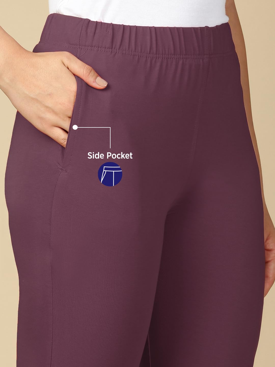 Lux Cozi PYNK Women's Solid Premium Cotton Lycra Kurtipant with Side Pocket_COZI_PYNK_KURTIPANT_79_FS_1PC