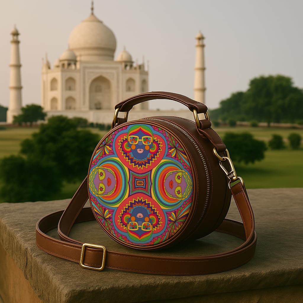 Kalankit Round Sling For Women | Girls Crossbody Bags | Side Bags With Adjustable Strap | Travel Box Sling Bags | Party People
