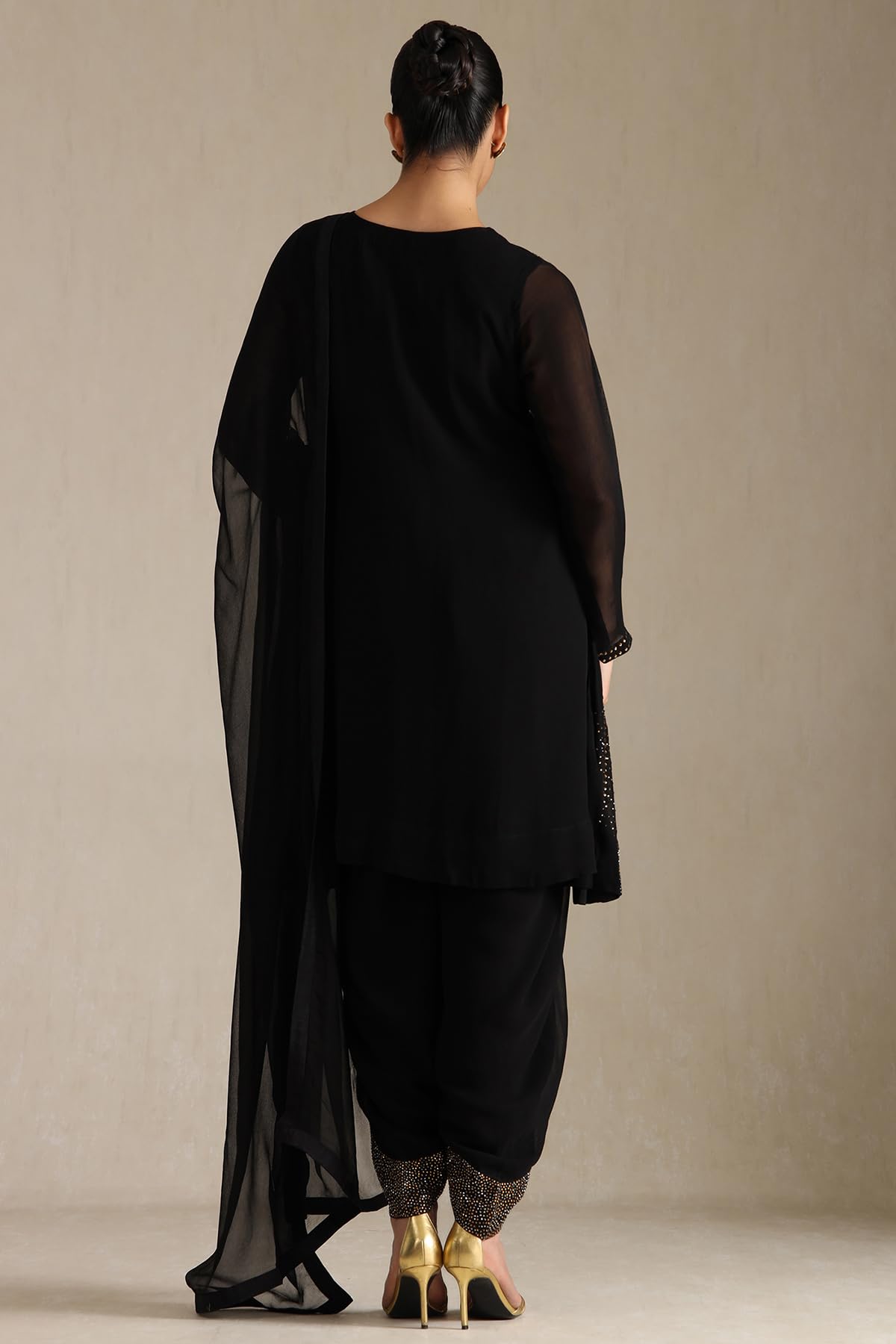 Soch Women's Georgette Chudidar Set (OWS5CD21925_Black