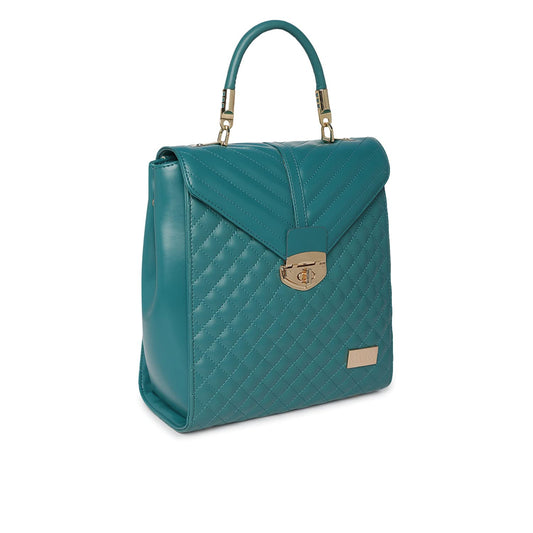 KLEIO Quilted Elegant Unisex Backpack (Olive Green) with Adjustable Shoulder Straps & Small Top Handle | Spacious Bag for Work with Flap and Button Closure & Small interior Pockets