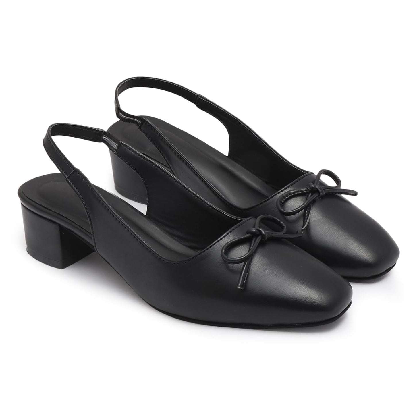 Carrito Women Sandals, Square Toe, Comfortable Block Mule Heels Sandals for Long Walk Casual Sandals. (Black, UK Footwear Size System, Adult, Women, Numeric, Medium, 6)
