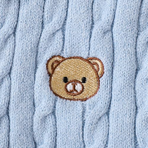 Hopscotch Girls Full Sleeves Blue 2-Pc Cable Knit Skirt Set (18-24 Months)