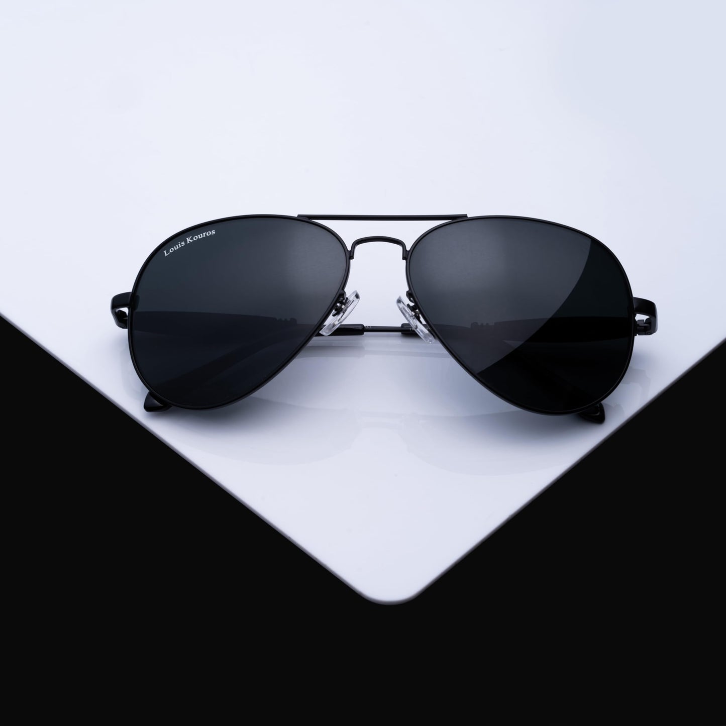 Louis Kouros Airomade Aviator Classic 3517 sunglasses | Black Frame | Black Lens | Mirror Lens | 400 UV Protection | For Men Women | Medium | 62 mm Lens Width