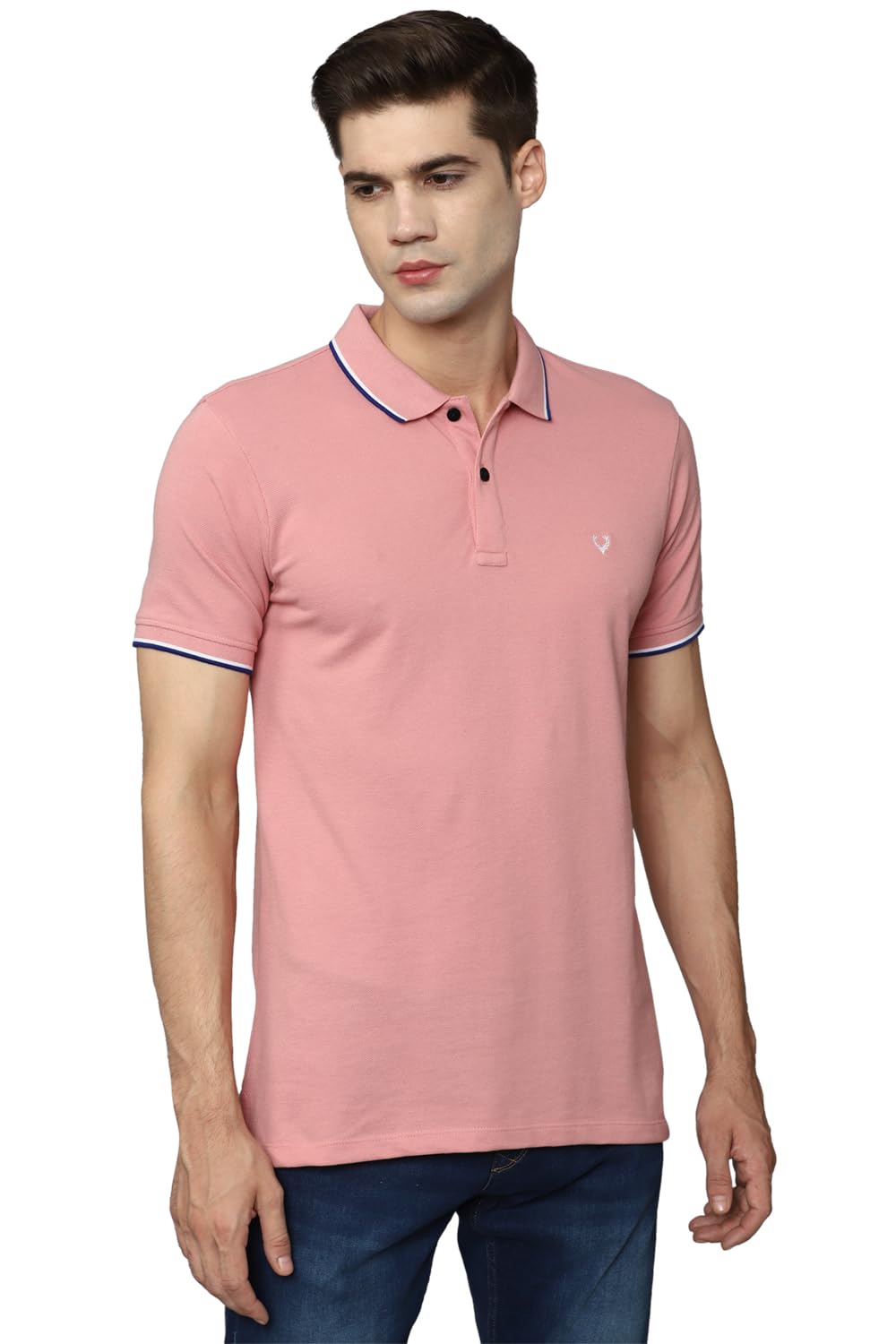 Allen Solly Men's Regular Fit T-Shirt (ASKPCURGF479080_Pink L)