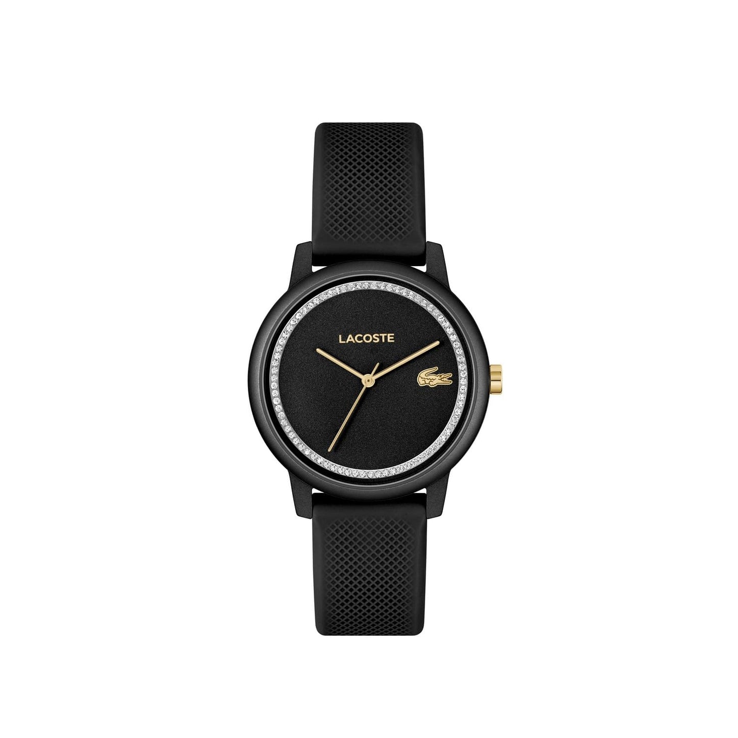 Lacoste Lacoste.12.12 Go Qtz Basic Black Round Dial Women's Watch|Black Silicone Material|Multi Color Band - 2001310