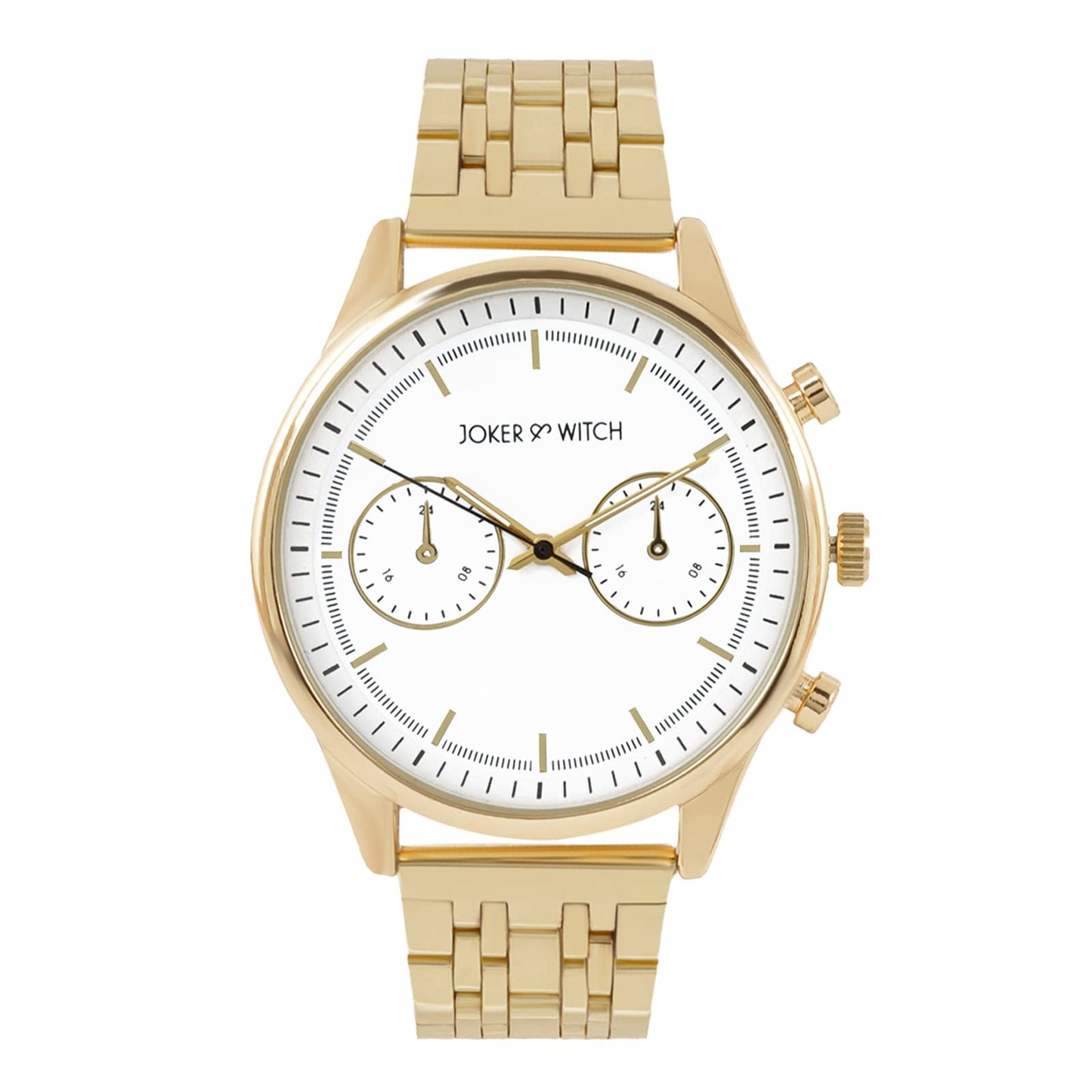 Joker & Witch Cruz 42mm White Dial 20mm Gold Stainless Steel Strap Watch for Men