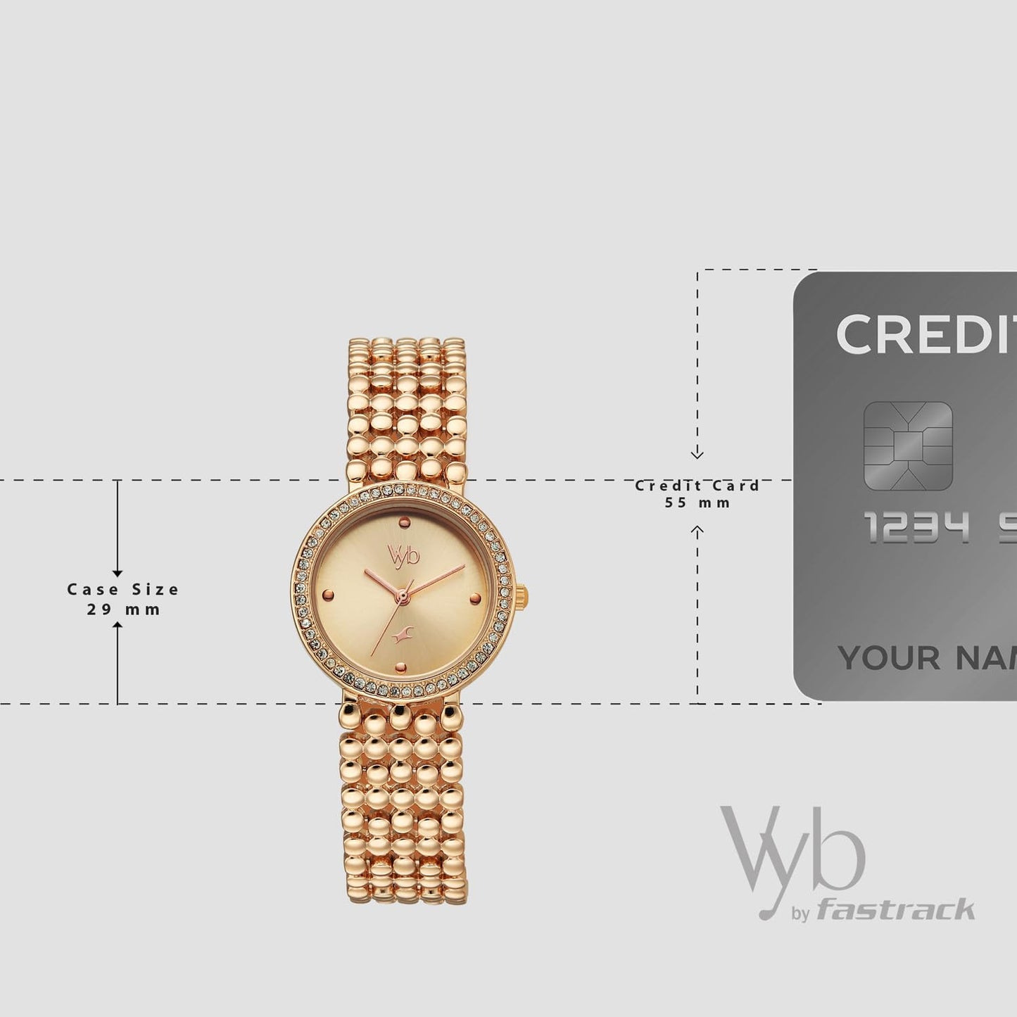 Fastrack Vyb Iconique Quartz Analog Light Peach Dial Rose Gold Alloy Strap Watch for Women - FV60111WM01W