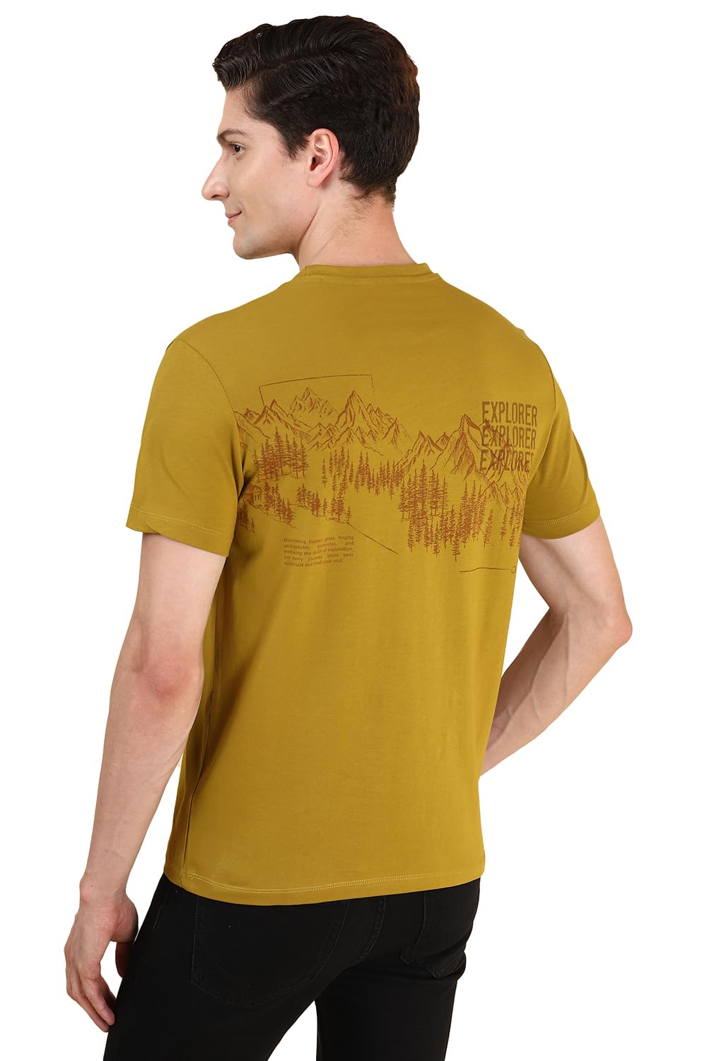 Allen Solly Men Khaki Solid Crew Neck T-Shirt